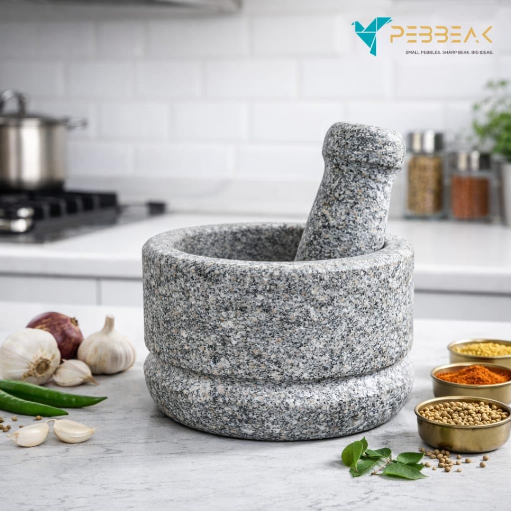 Premium Stone Mortar and Pestle for Kitchen