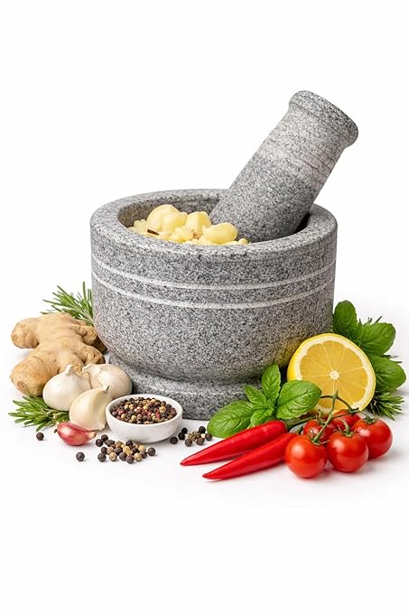Premium Stone Mortar and Pestle for Kitchen