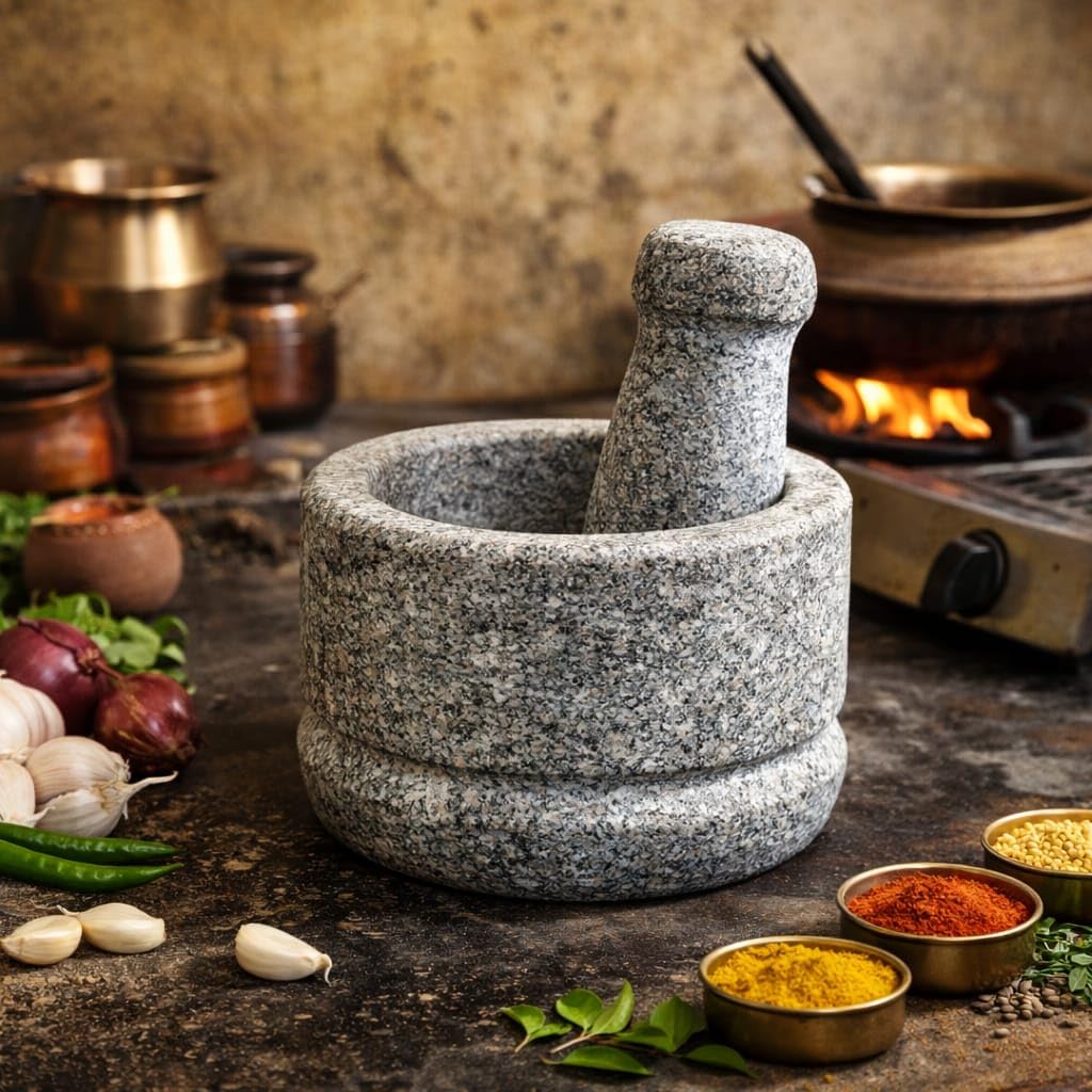 Premium Stone Mortar and Pestle for Kitchen
