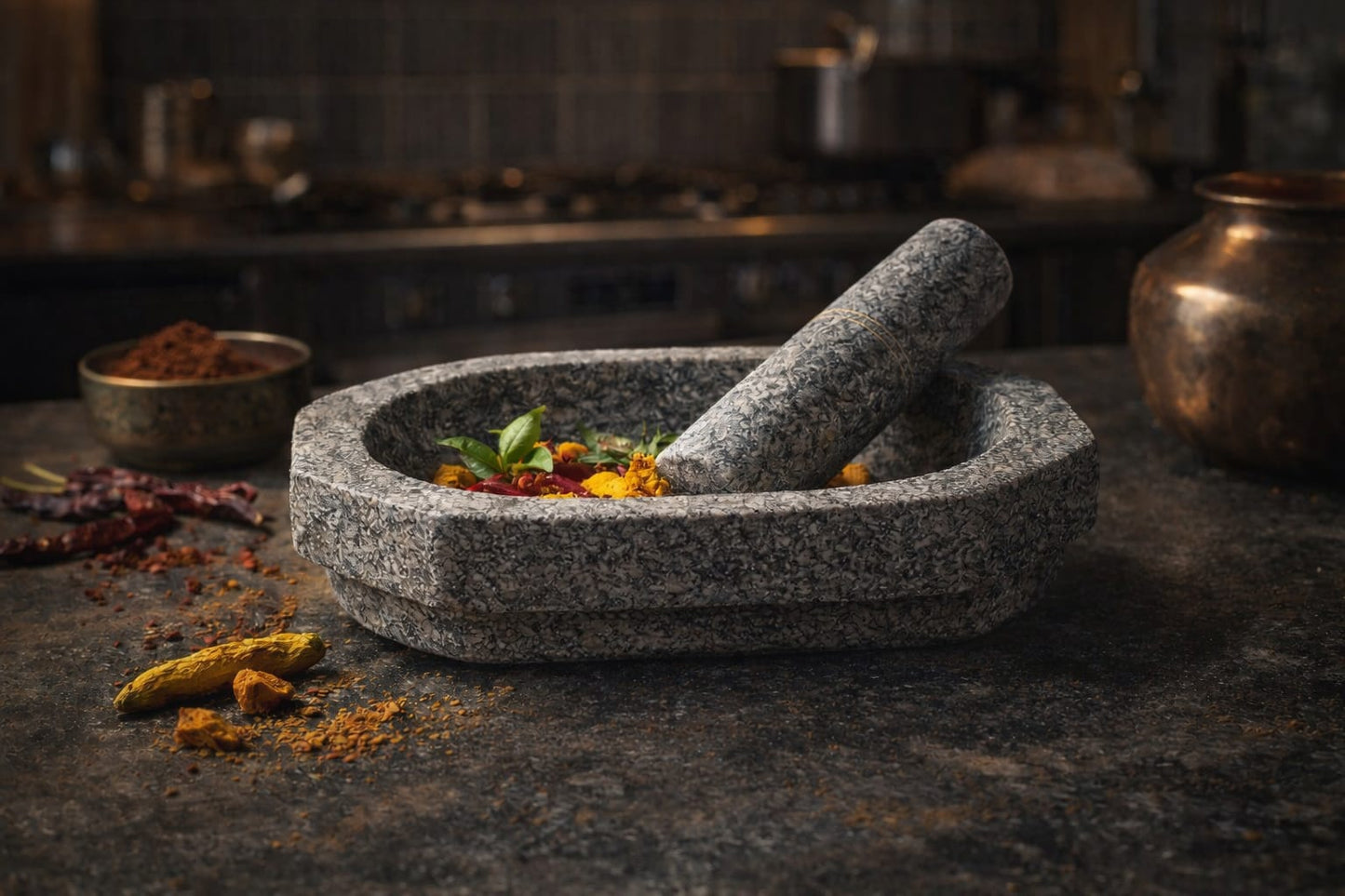 Premium Stone Mortar and Pestle for Kitchen