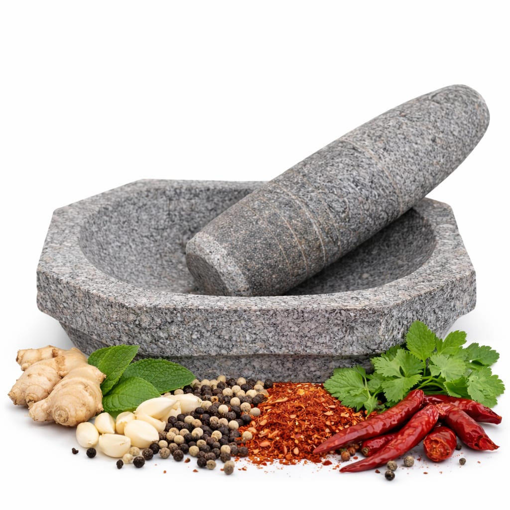 Premium Stone Mortar and Pestle for Kitchen