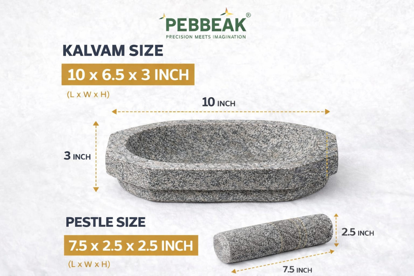 Premium Stone Mortar and Pestle for Kitchen