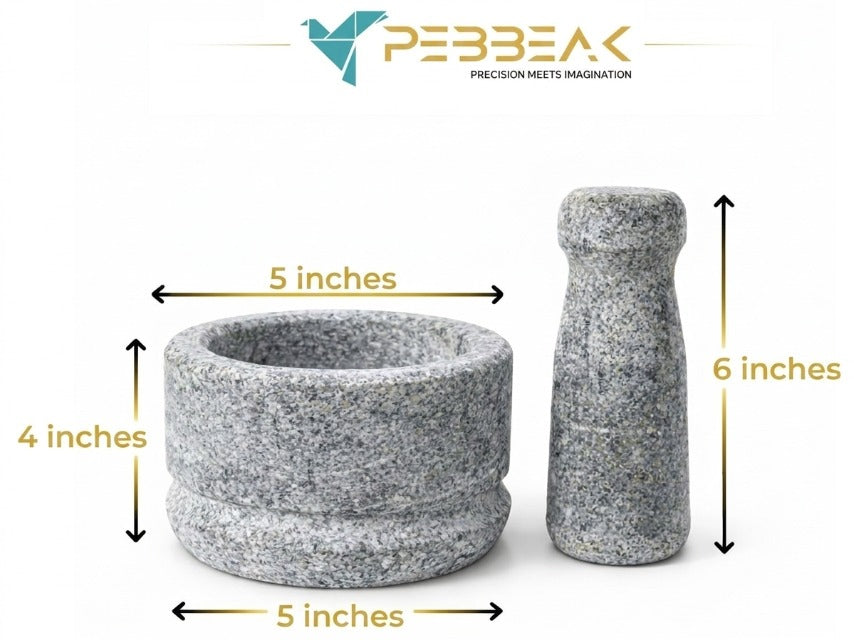 Premium Stone Mortar and Pestle for Kitchen -4 inch