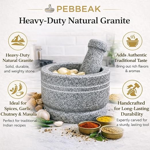 Premium Stone Mortar and Pestle for Kitchen